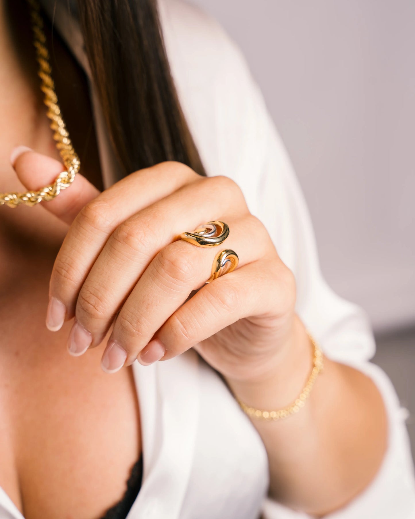 Anello Dream a spirale bicolore Argento 925