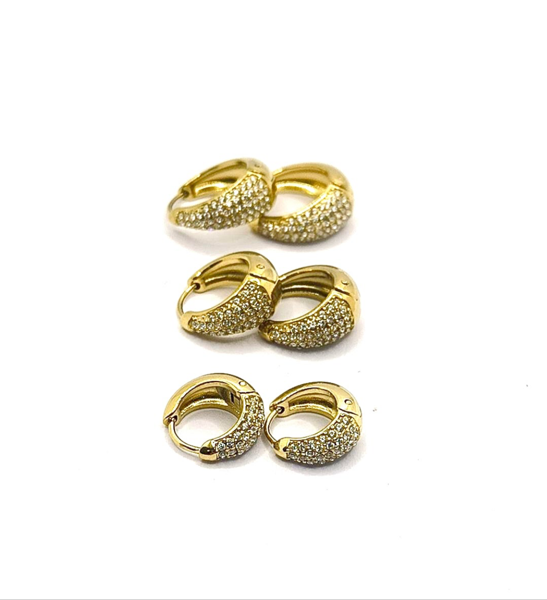 Set orecchini a cerchietto con zirconi acciaio