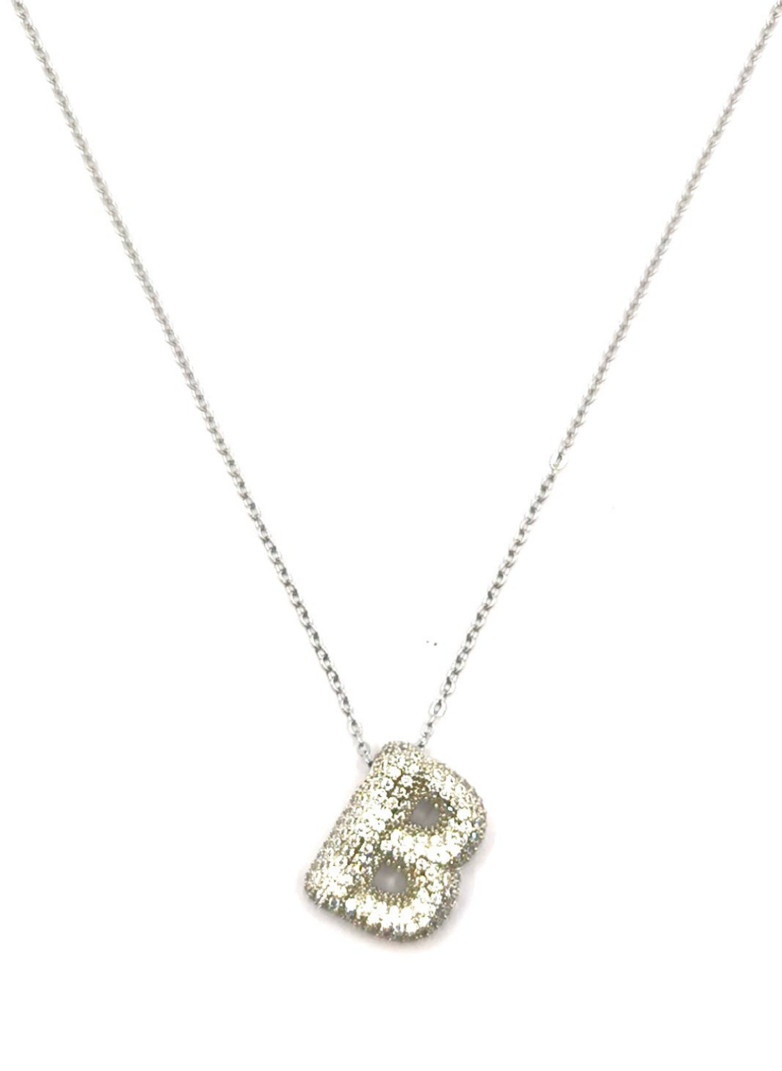 Collana Lettere zirconate Acciaio