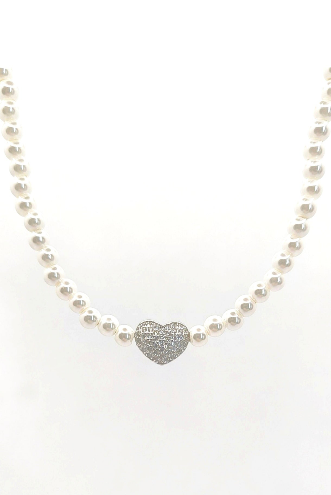 Collana con perle con cuore zirconato argento 925