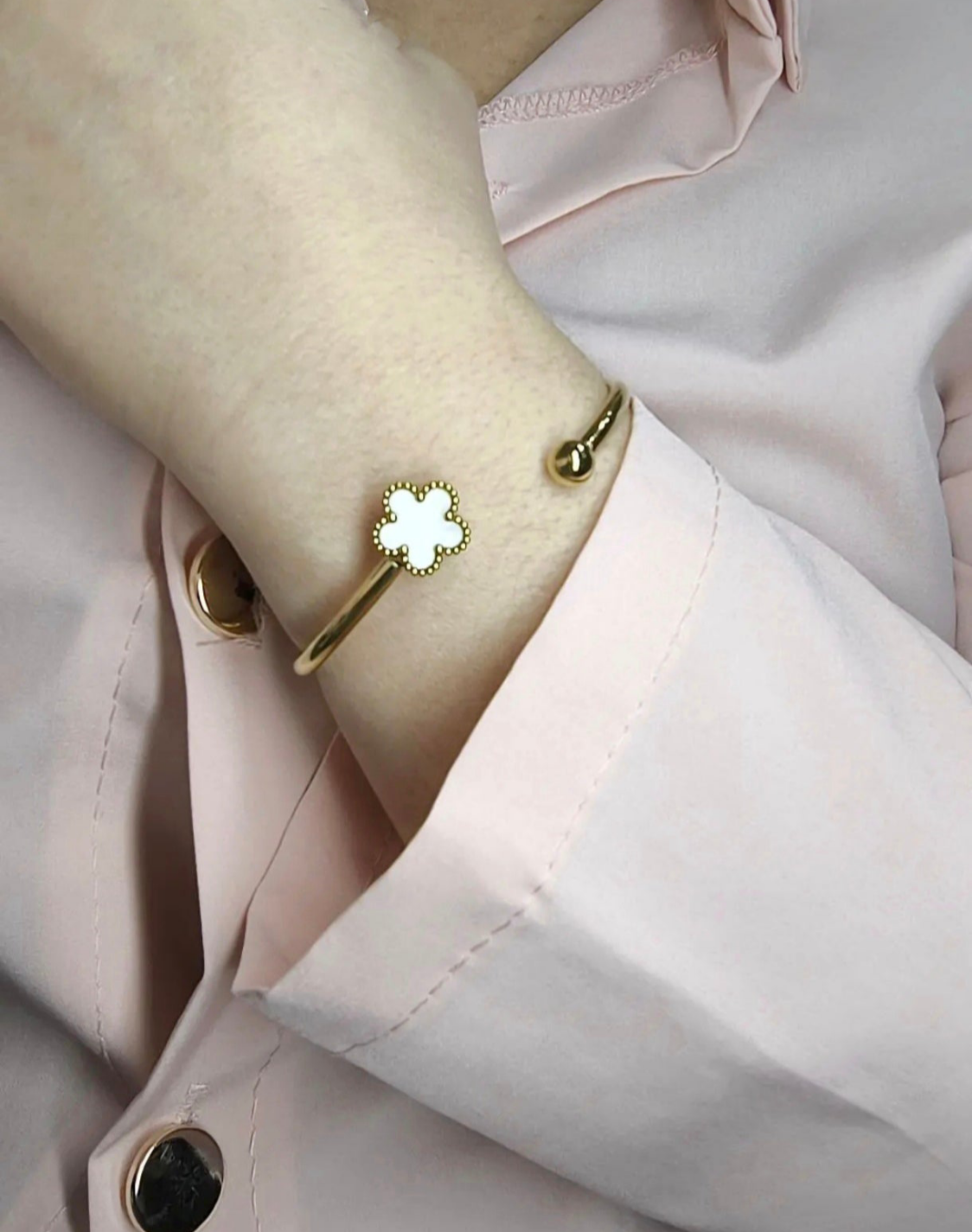 Bracciale donna rigido a fiore acciaio