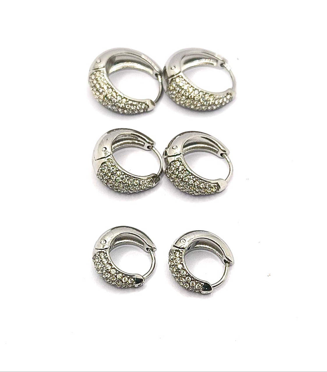 Set orecchini a cerchietto con zirconi acciaio