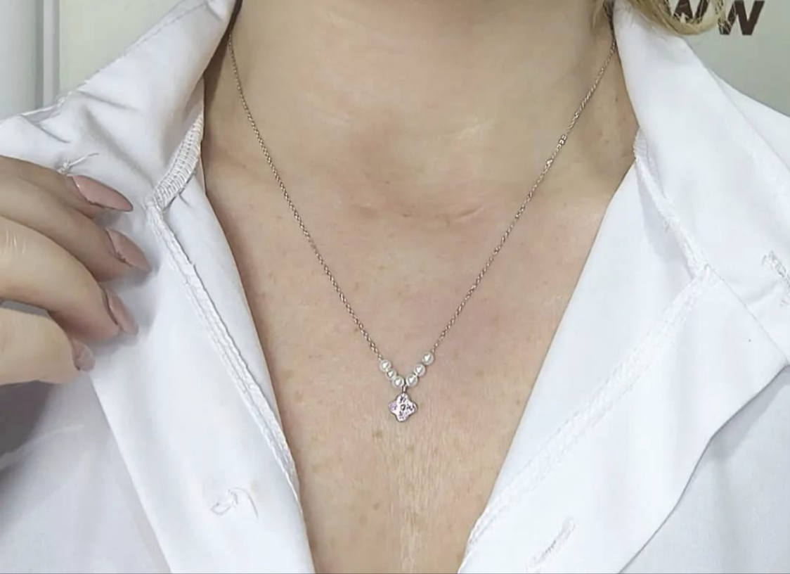Collana con perline e fiore colorato zirconato Argento 925
