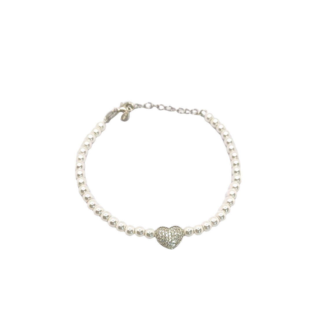 Bracciale con perle con cuore  zirconato Argento 925