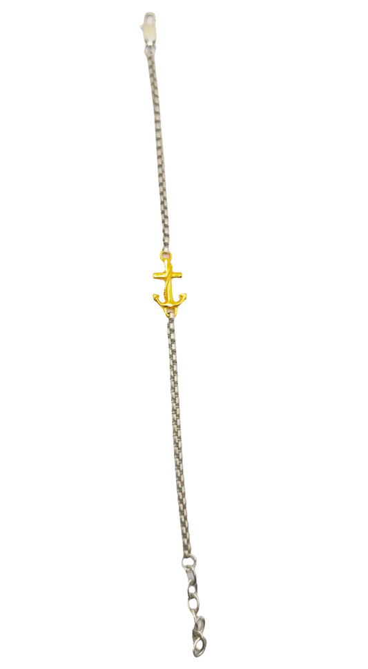 Bracciale uomo con ancora centrale acciaio