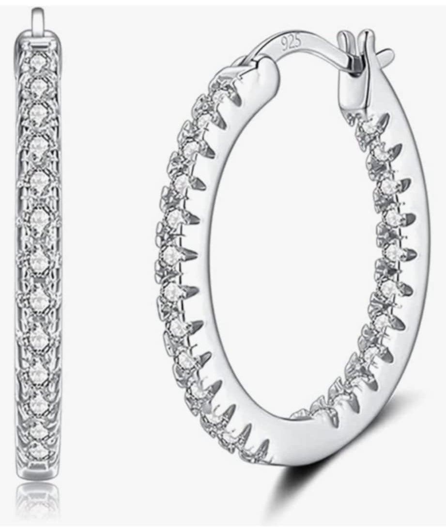 Orecchini a cerchio zirconati in argento 925