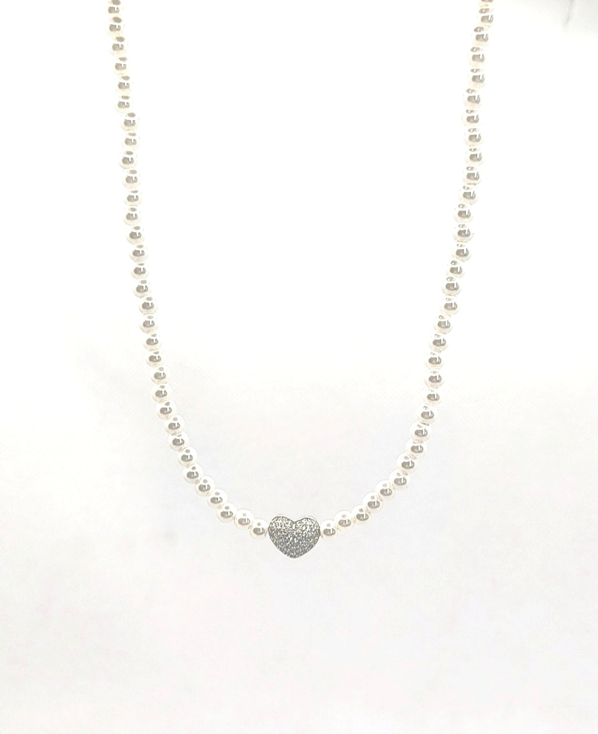 Collana con perle con cuore zirconato argento 925