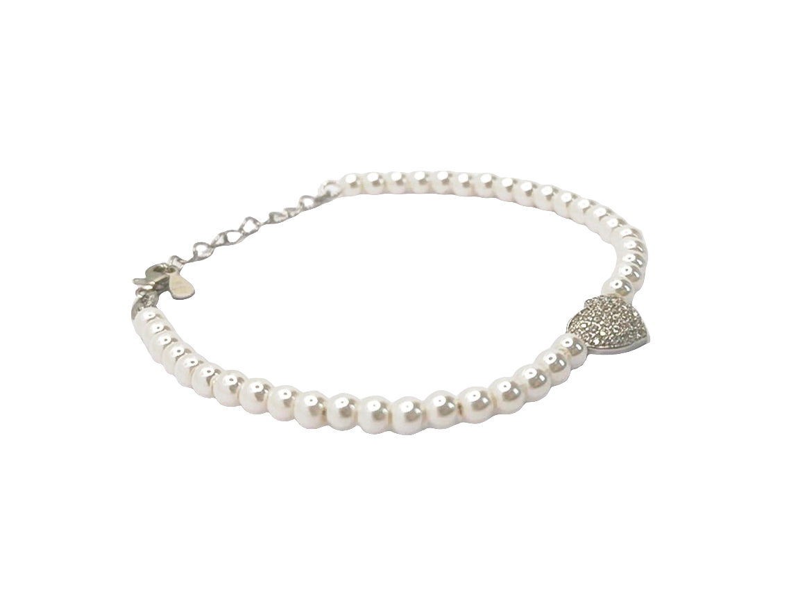 Bracciale con perle con cuore  zirconato Argento 925