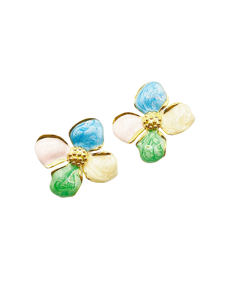 Orecchini a fiore due colori acciaio