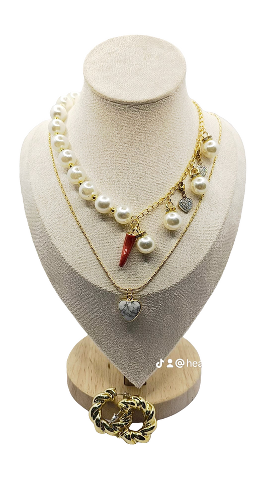 Set cuore bianco acciaio