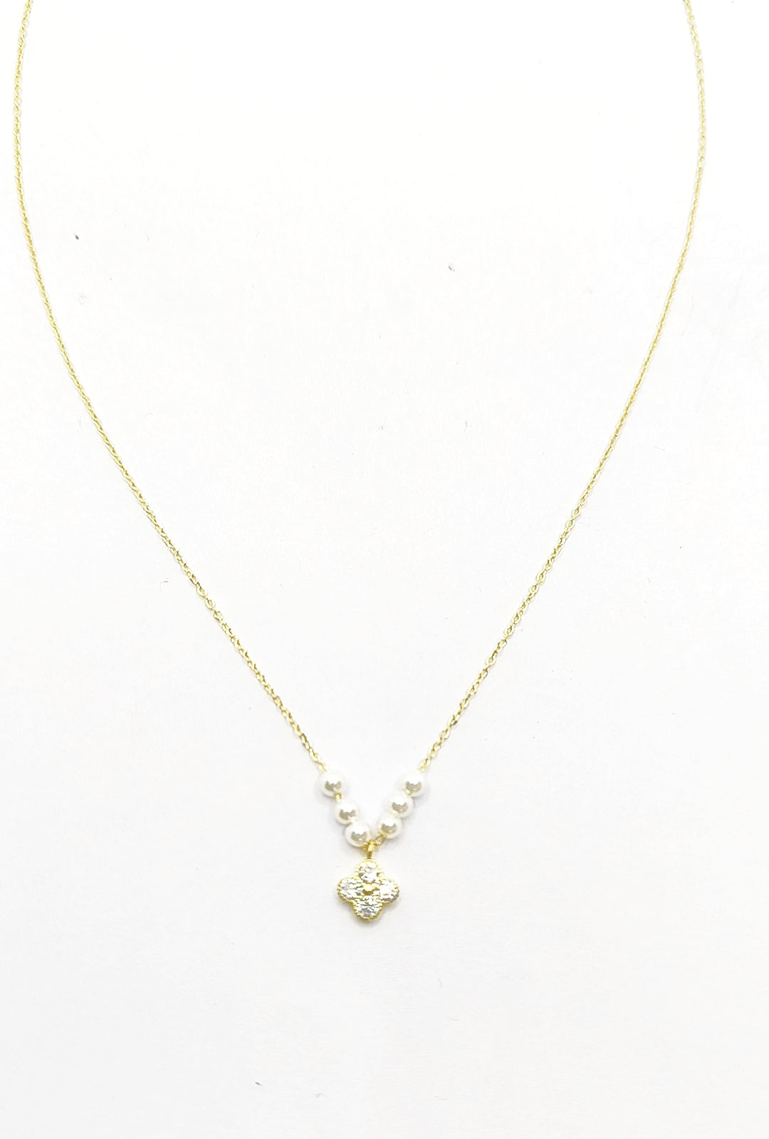 Collana con perline e fiore colorato zirconato Argento 925