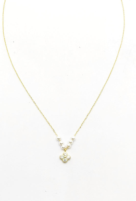 Collana con perline e fiore colorato zirconato Argento 925