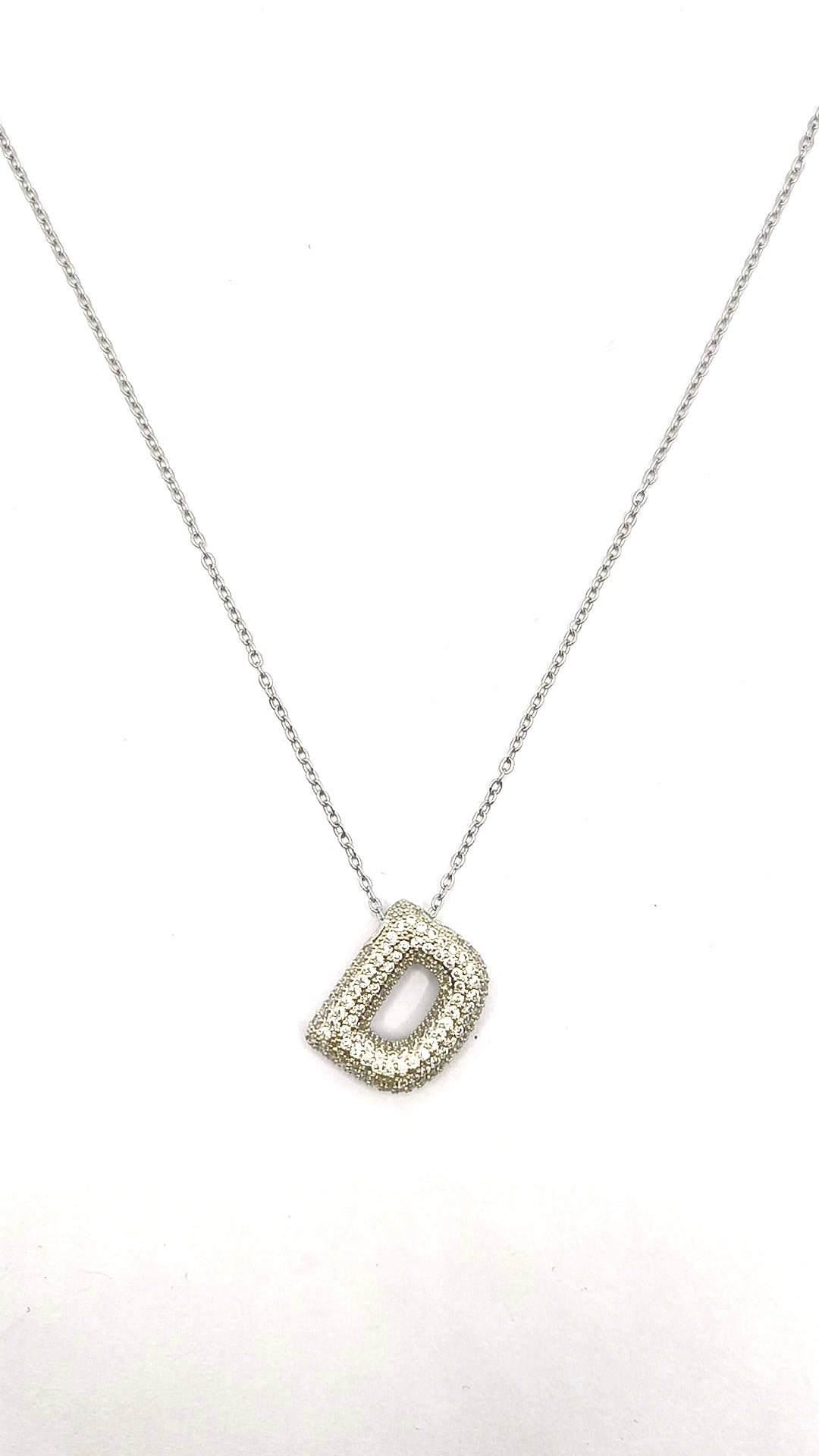Collana Lettere zirconate Acciaio