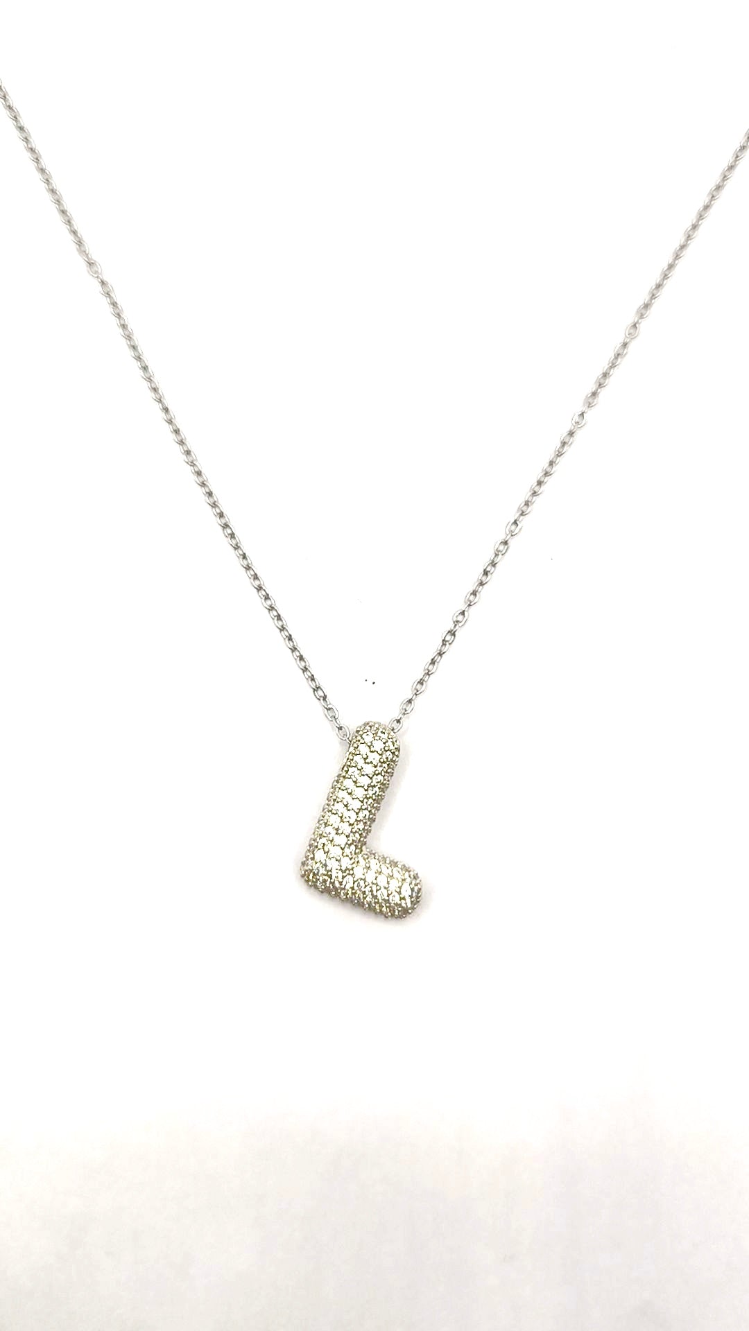 Collana Lettere zirconate Acciaio