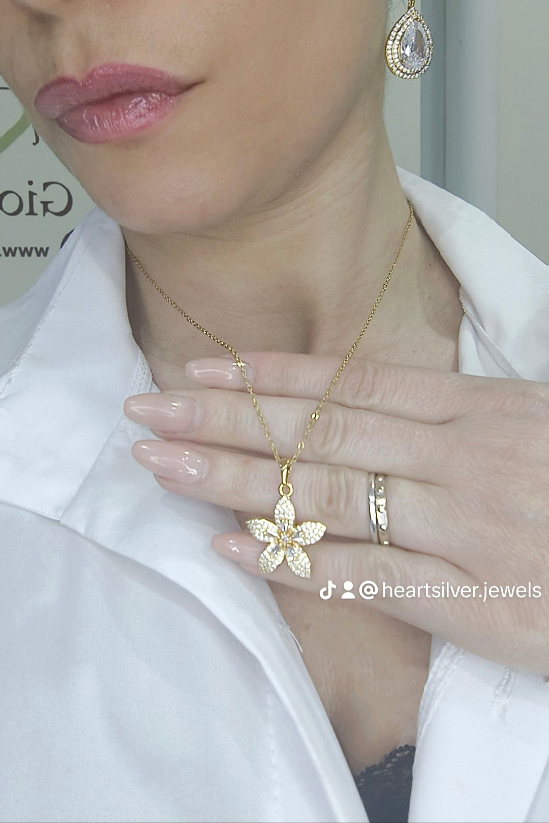 Collana fiore Gioia zirconato acciaio