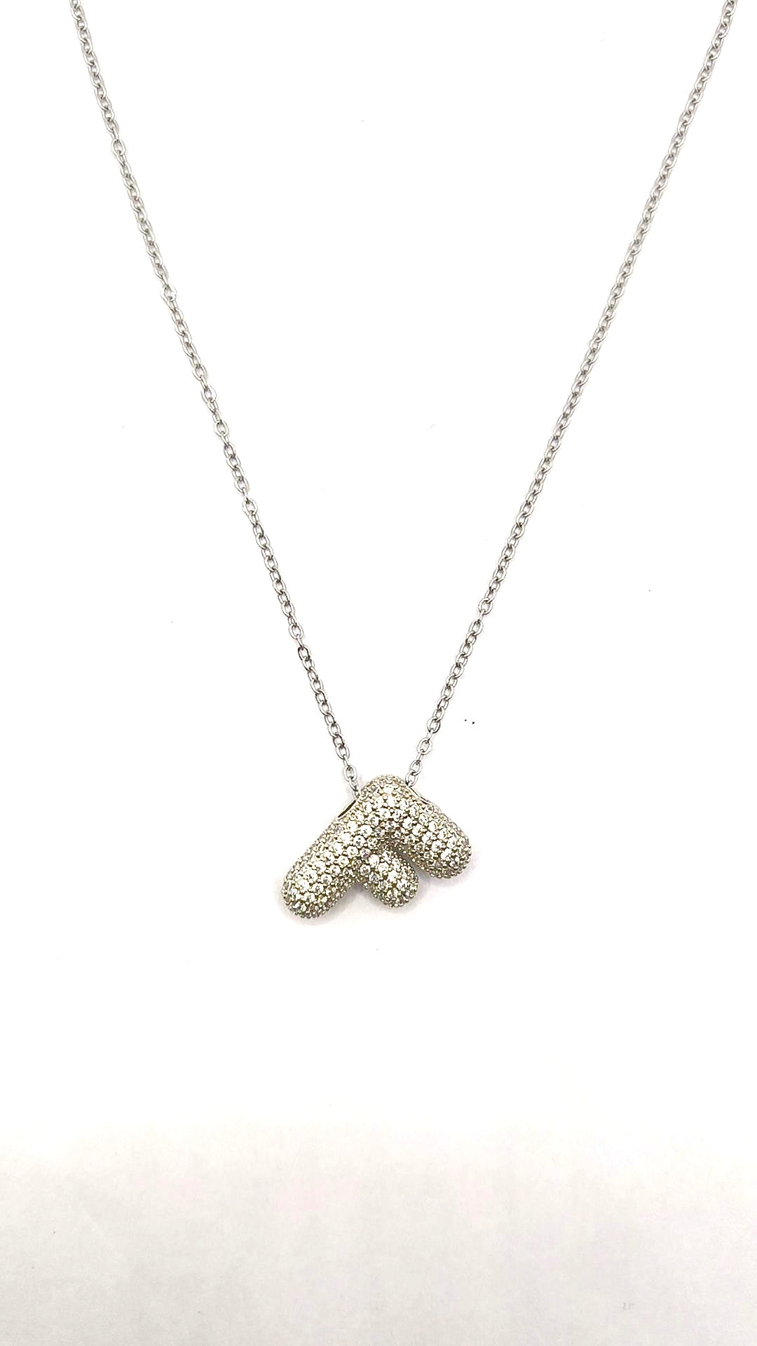Collana Lettere zirconate Acciaio
