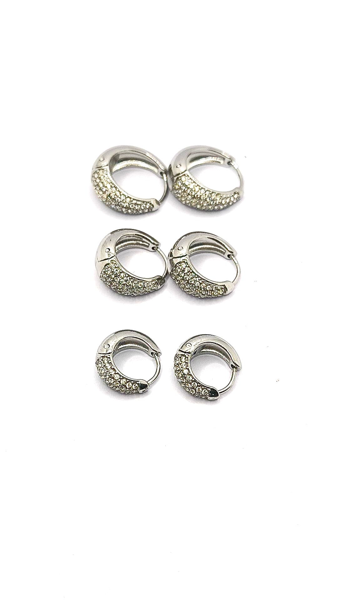 Set orecchini a cerchietto con zirconi acciaio