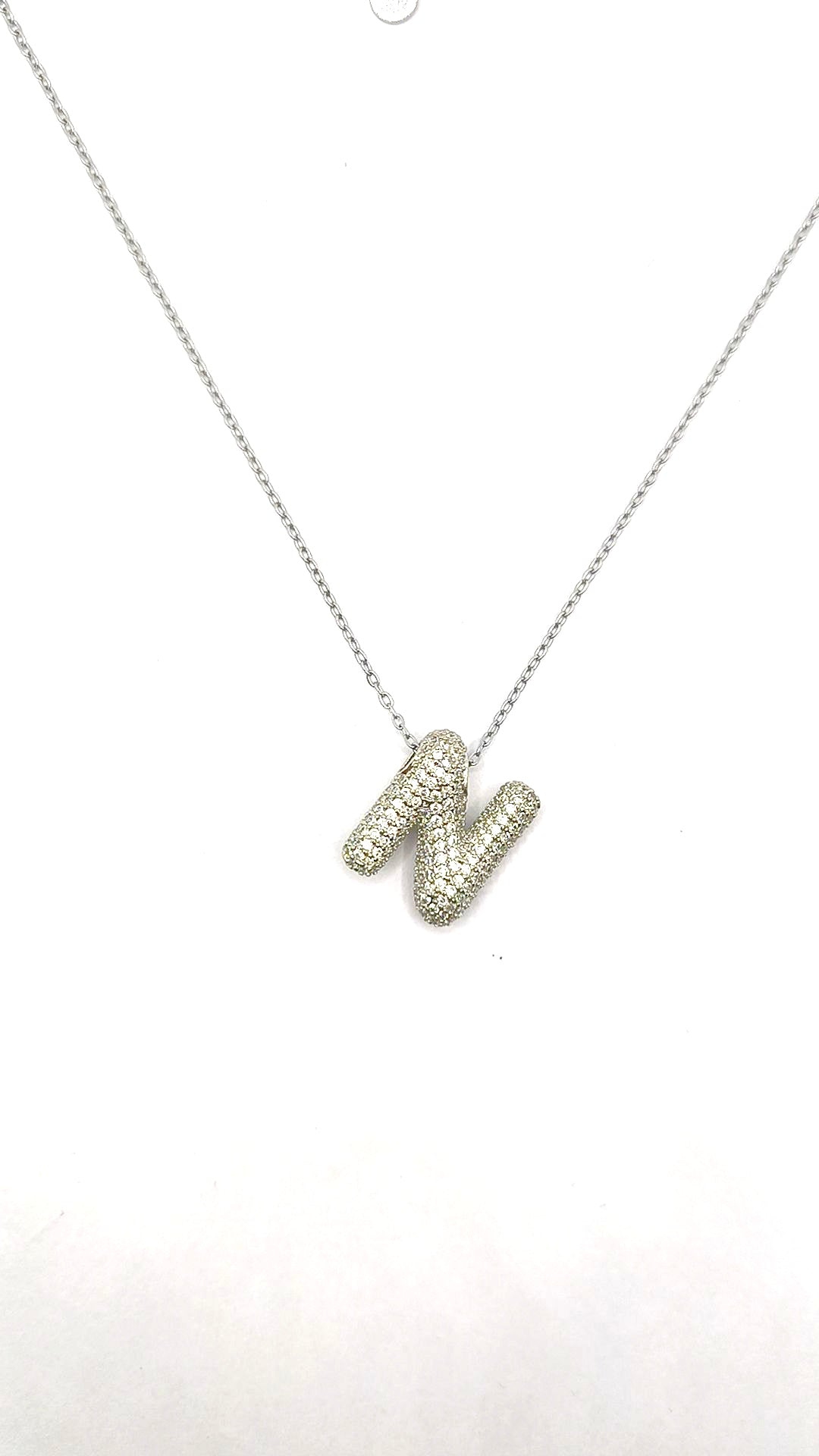 Collana Lettere zirconate Acciaio