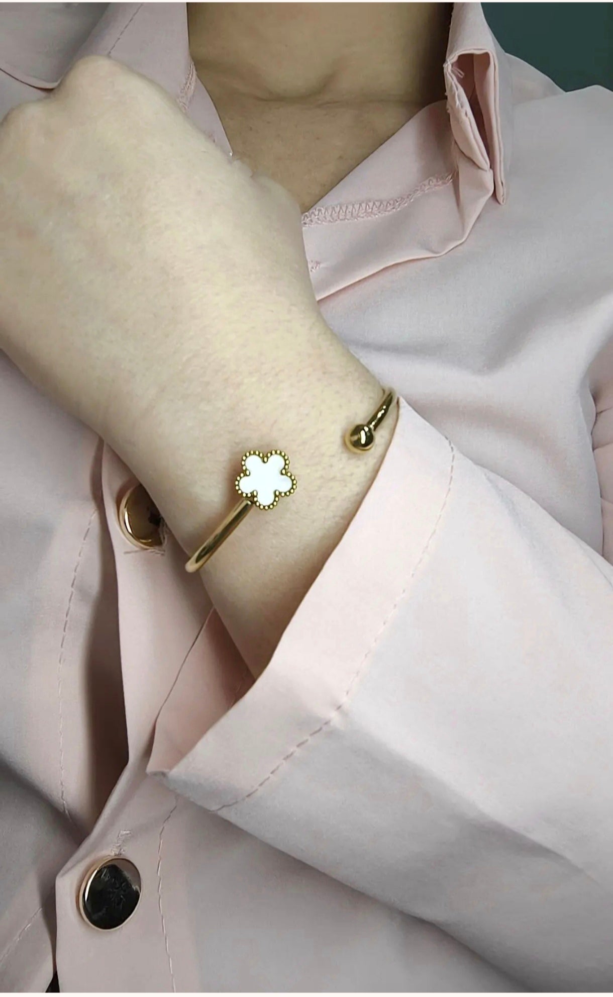 Bracciale donna rigido a fiore acciaio