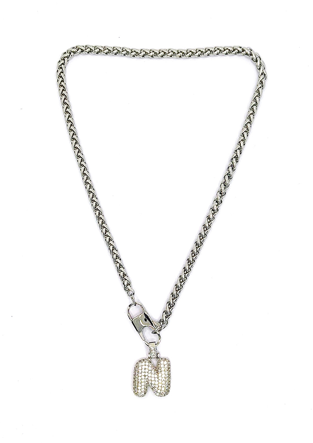 Collana Lettere bombata con zirconi Acciaio