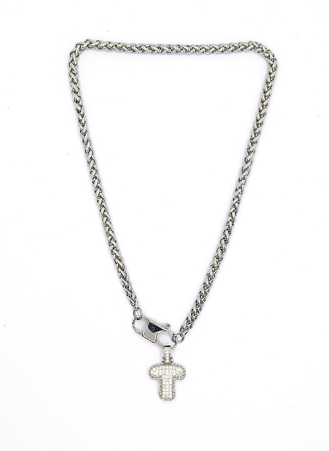 Collana Lettere bombata con zirconi Acciaio
