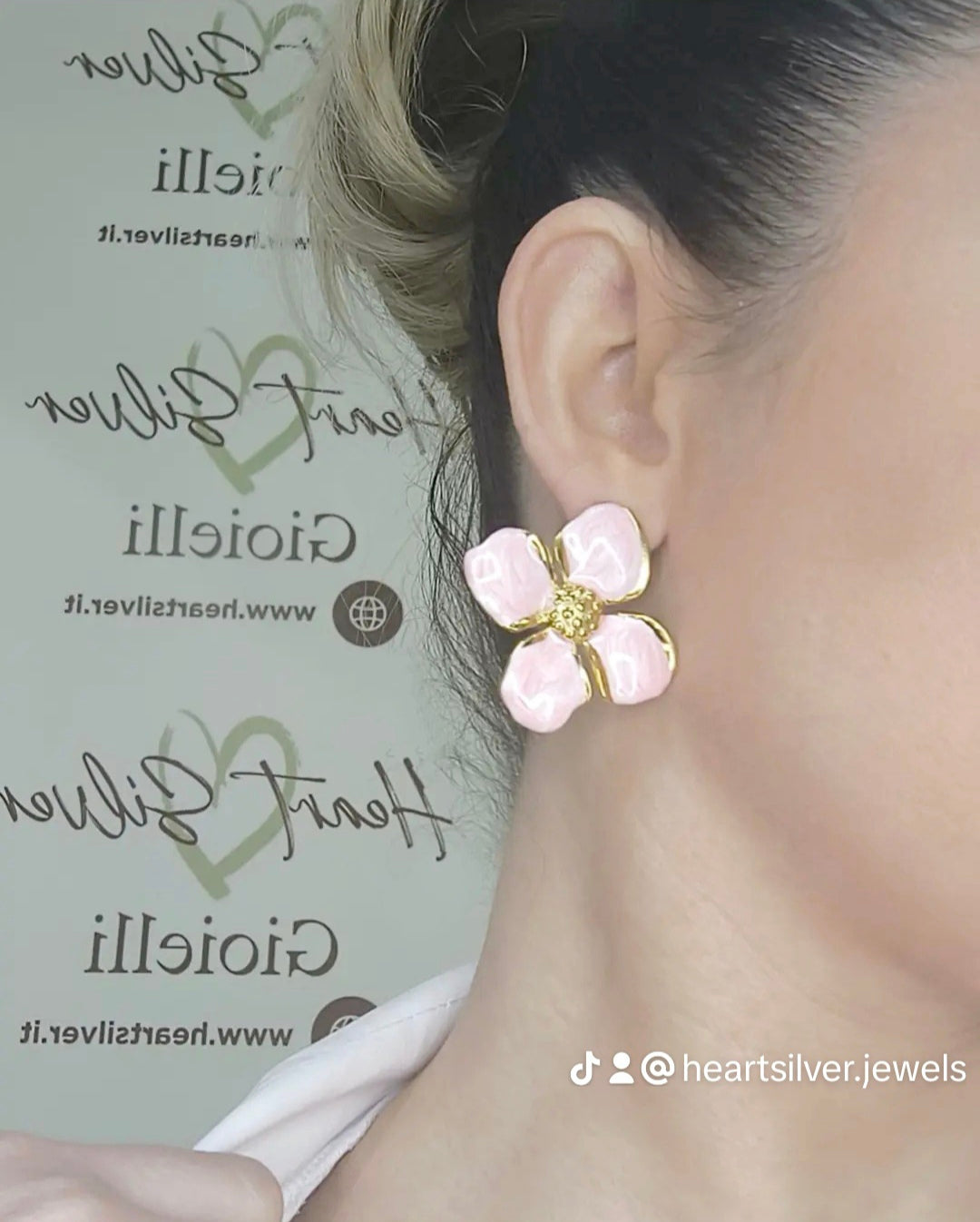 Orecchini a fiore due colori acciaio