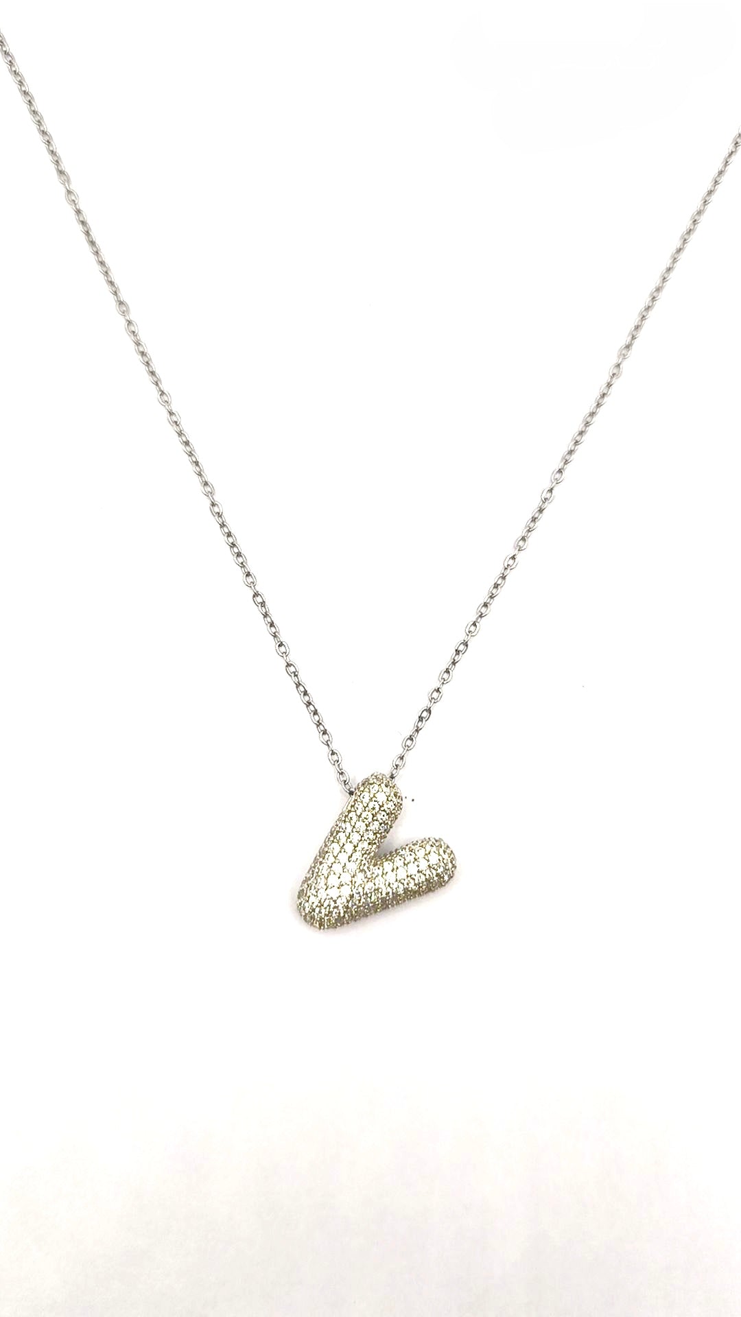 Collana Lettere zirconate Acciaio