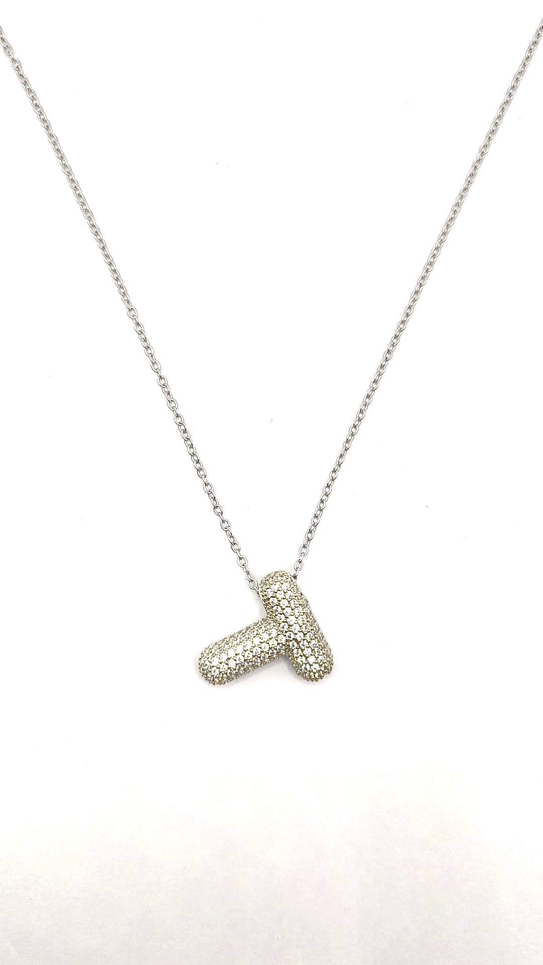 Collana Lettere zirconate Acciaio