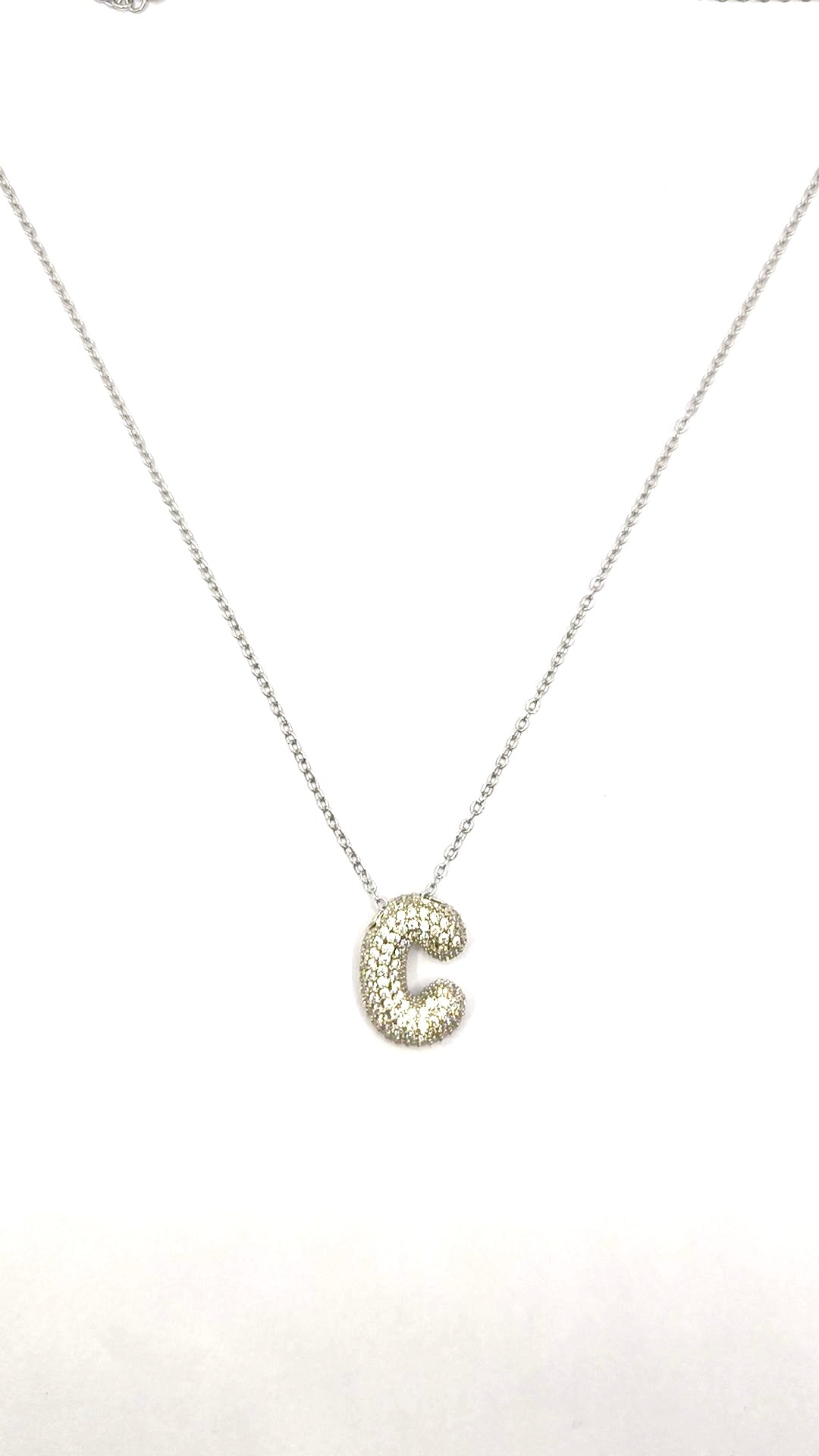 Collana Lettere zirconate Acciaio