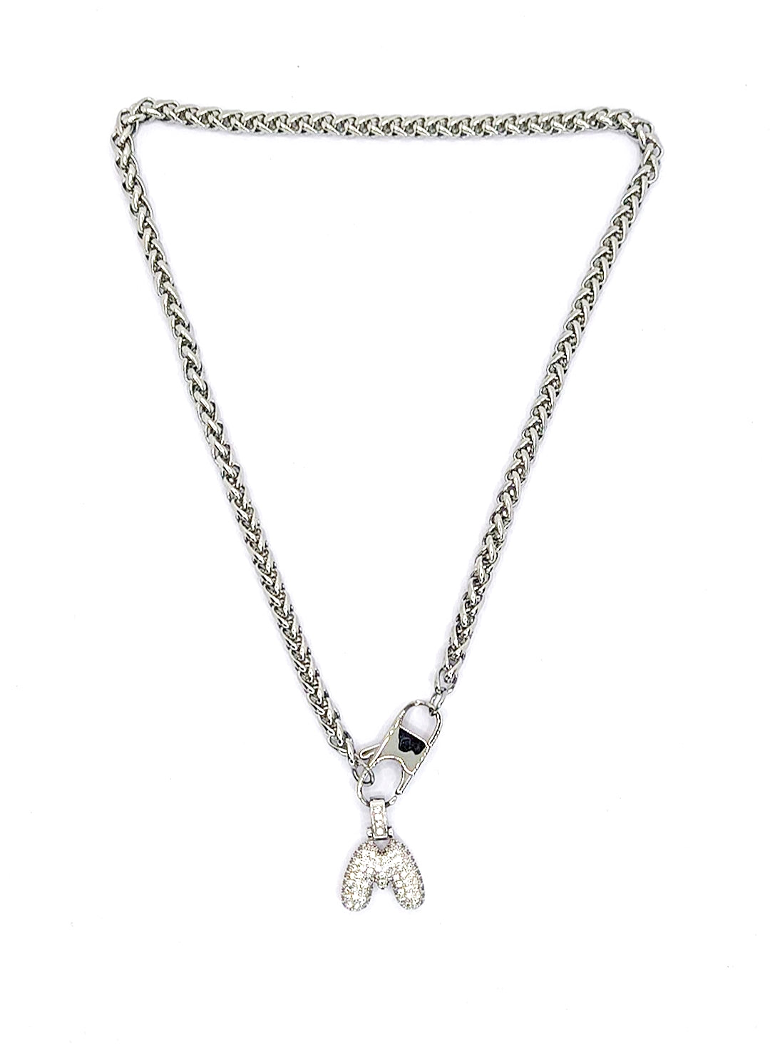Collana Lettere bombata con zirconi Acciaio