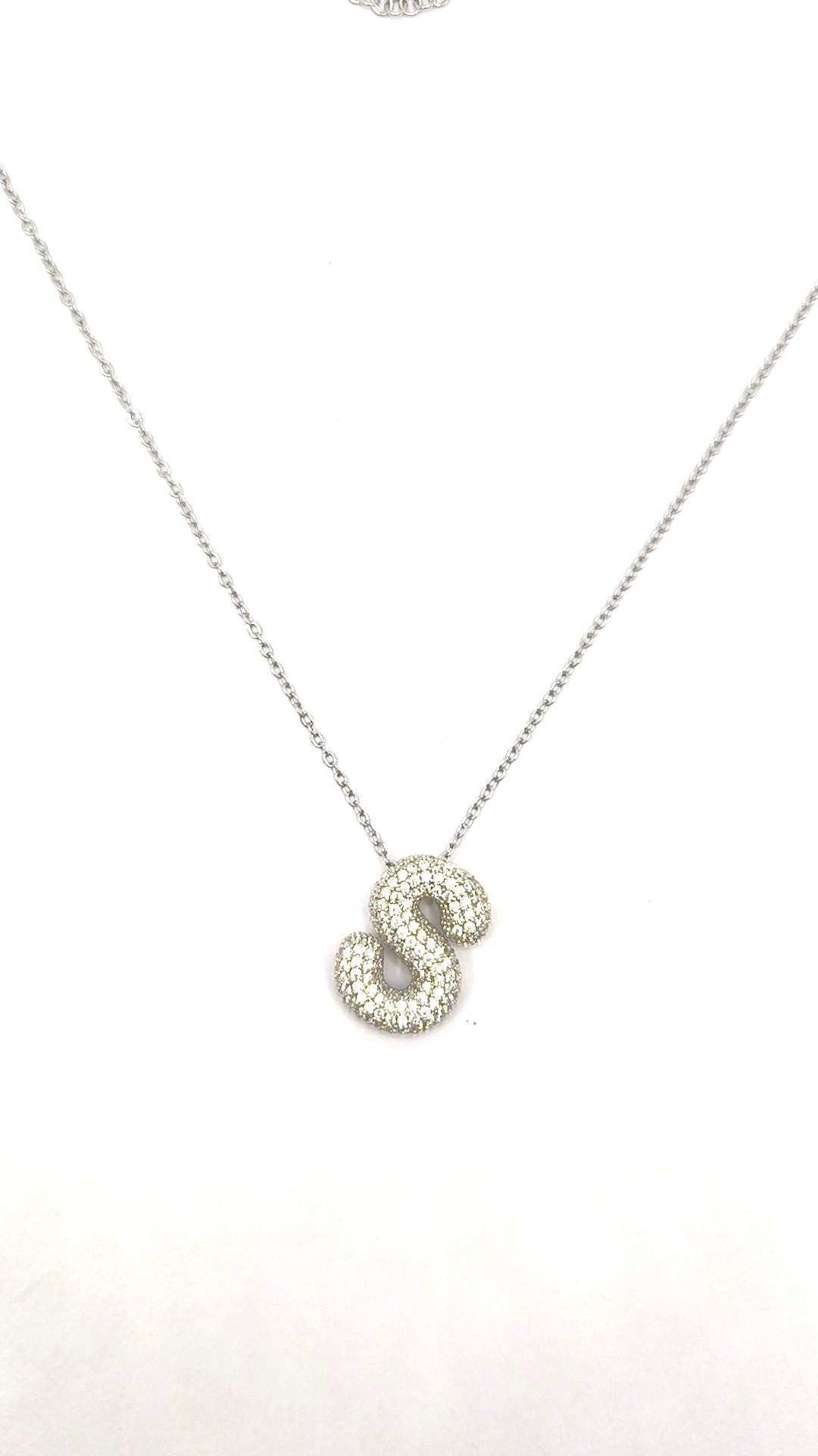 Collana Lettere zirconate Acciaio
