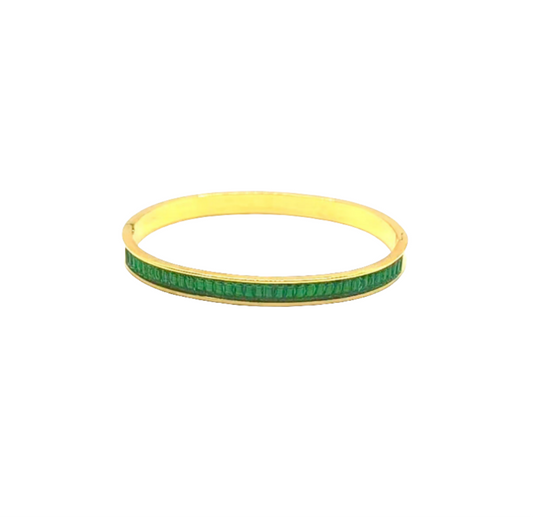 Bracciale Rigido con pietre verdi acciaio