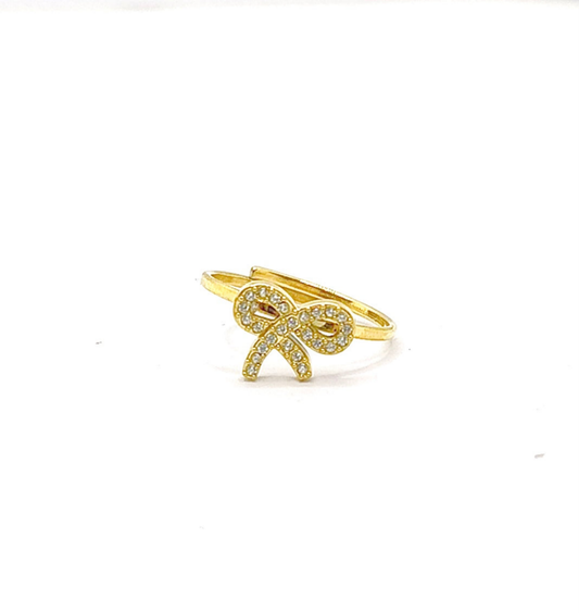 Anello fiocco piccolo zirconato acciaio