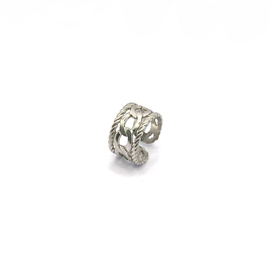 Anello a fascia cubano acciaio