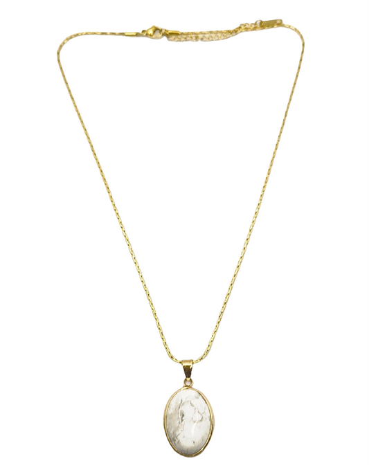 Collana con ciondolo  in pietra acciaio