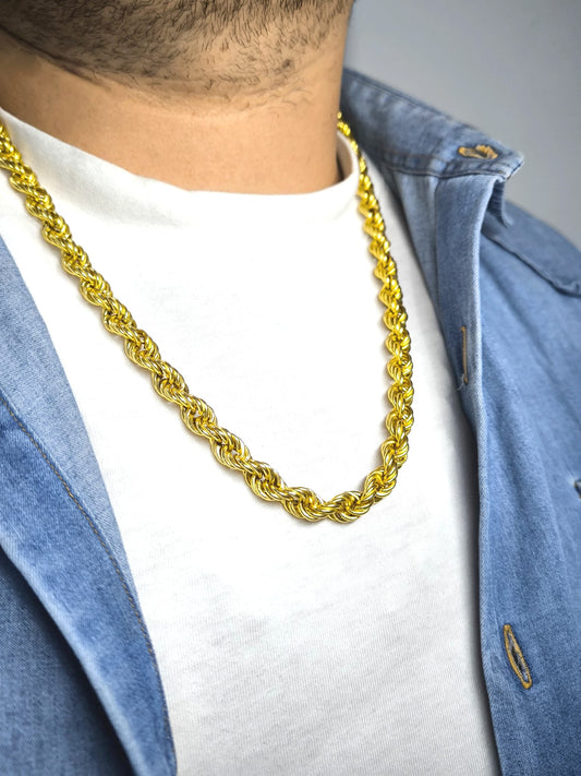 Collana Intreccio dorato Uomo Argento 925