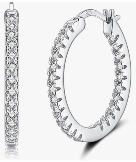 Orecchini a cerchio zirconati  in argento 925