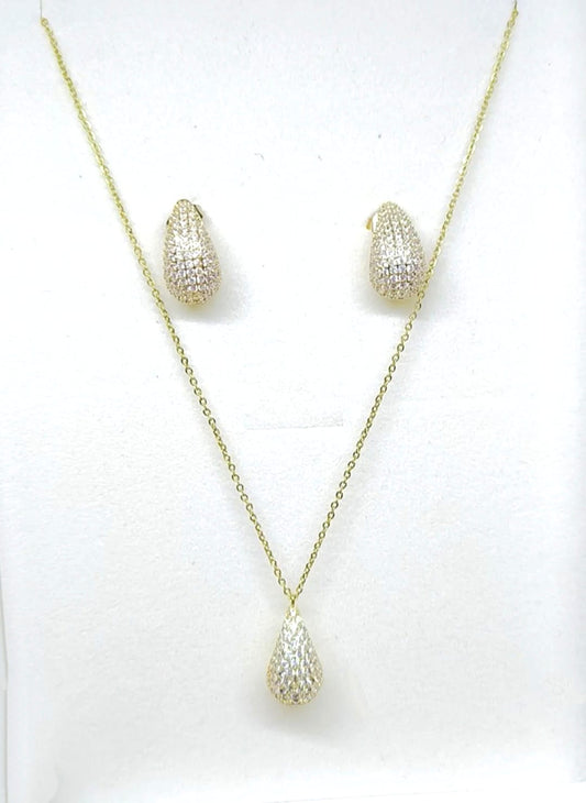 Set - Collana e orecchini goccia zirconate