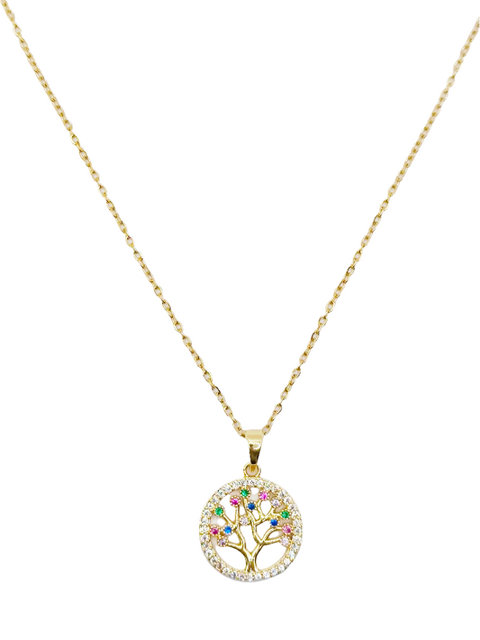 Collana Albero  della vita zirconato Acciaio