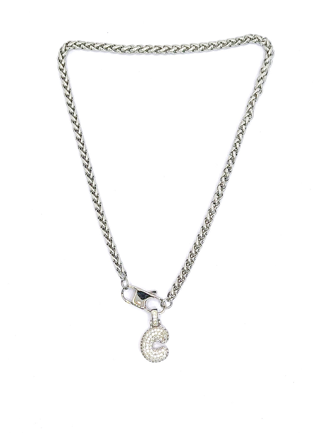 Collana Lettere bombata con zirconi  Acciaio