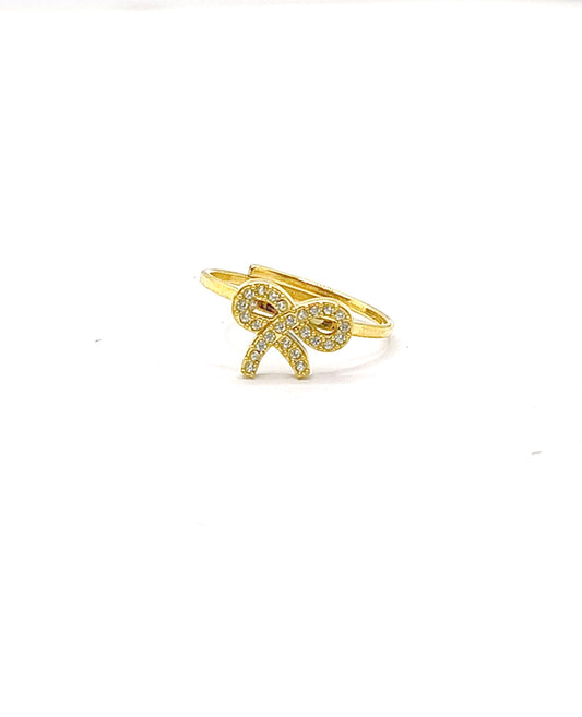 Anello fiocco piccolo zirconato acciaio