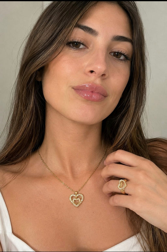 Set : collana e Anello cuore  prezioso